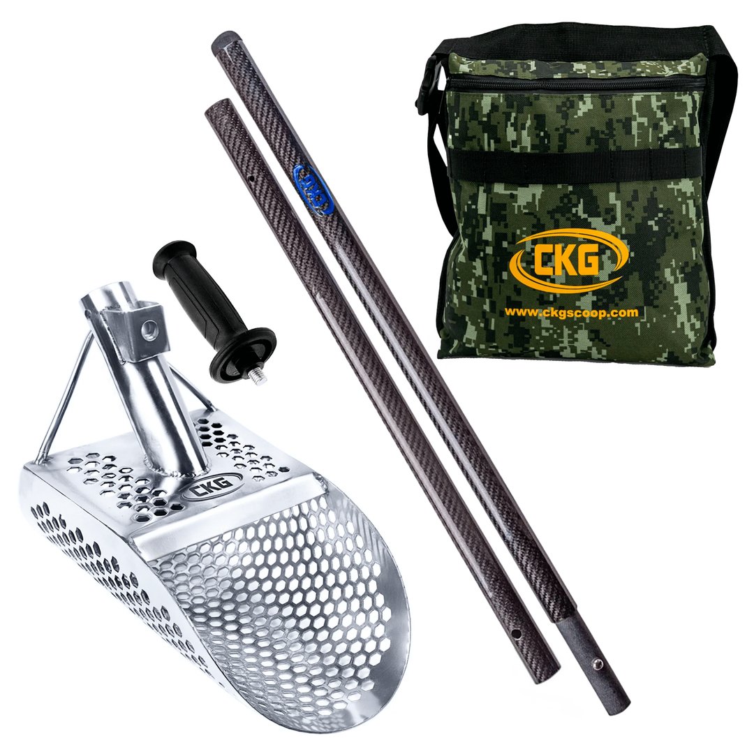 CKG 9x6 Sand Scoop with Carbon Handle - ideal scoop size for park and dry beach detecting