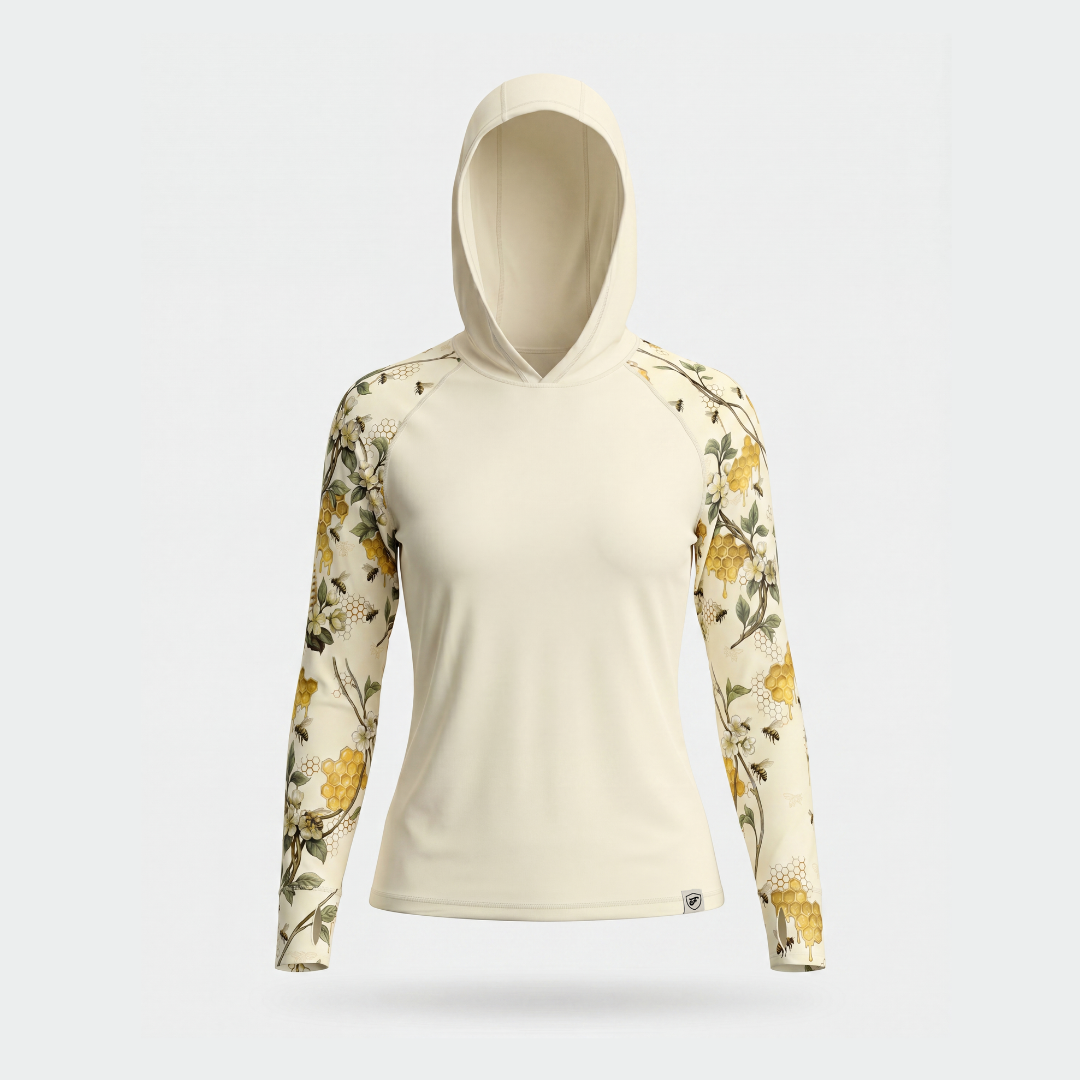 Farmers Defense UV Hoodie in Bee Blossom pattern