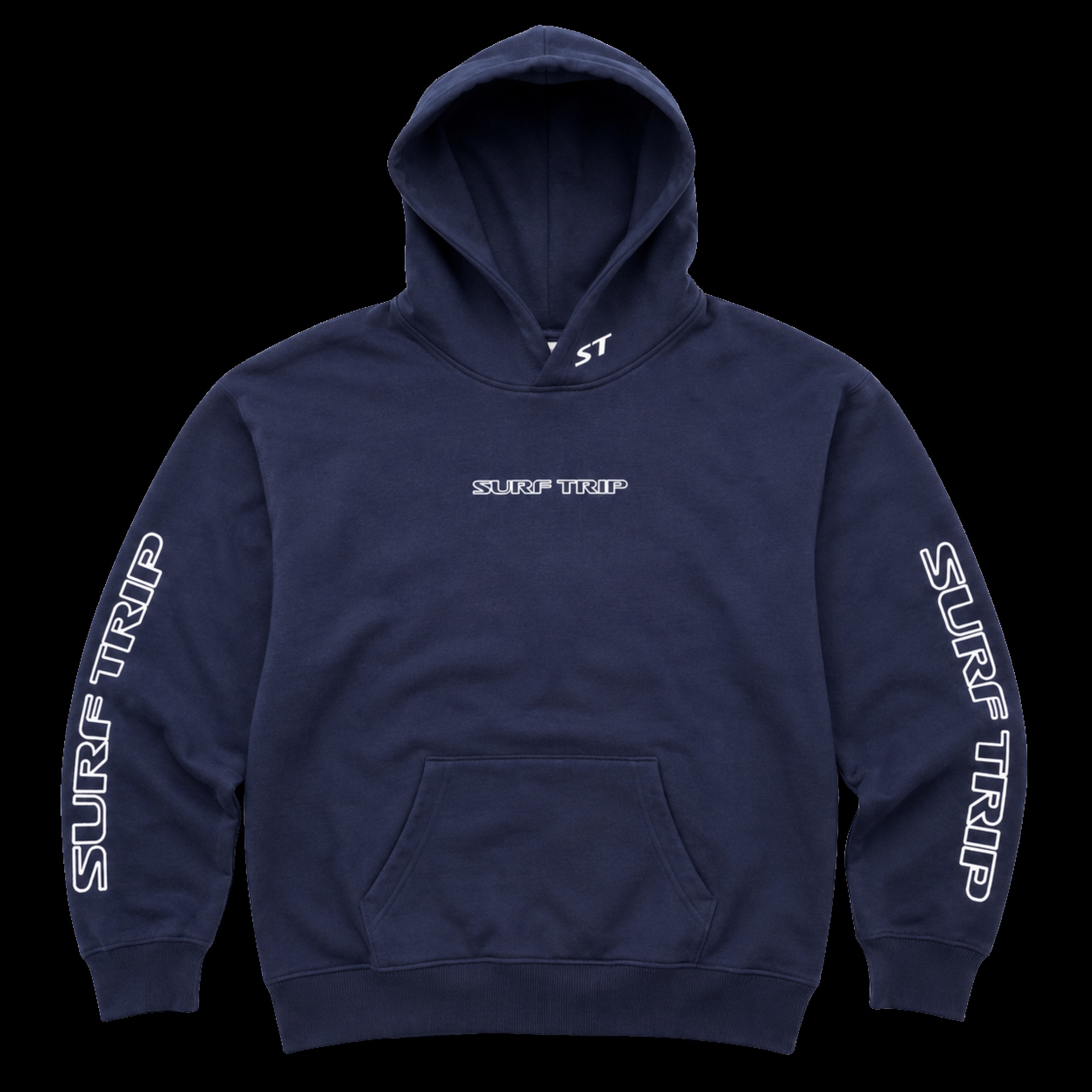 Surf Trip Supply Y2K Navy Hoodie - California coastal Y2K style $75.65